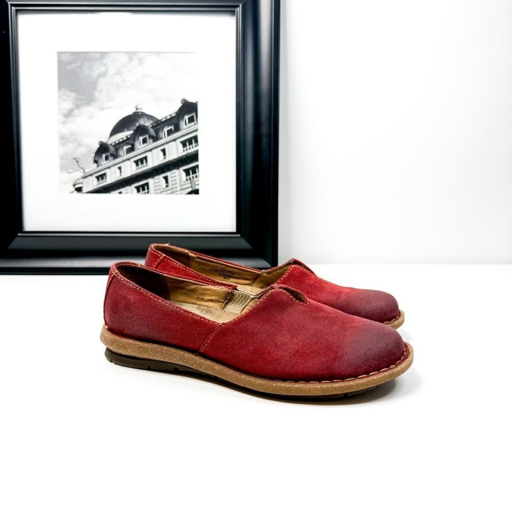 Børn Women’s Suede Leather Slip-On Flats Walking Shoes - Red - Size 7.5 - Picture 3 of 9